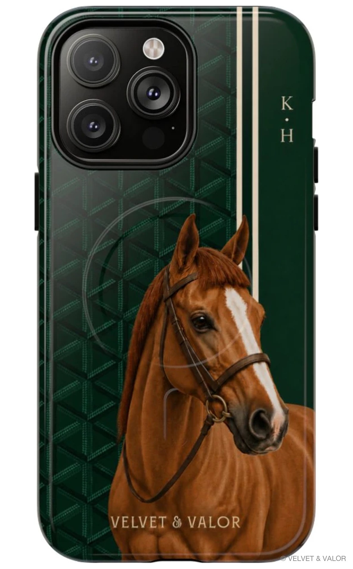 Custom Horse Portrait — bespoke equestrian phone case with personalised monogram by Velvet & Valor