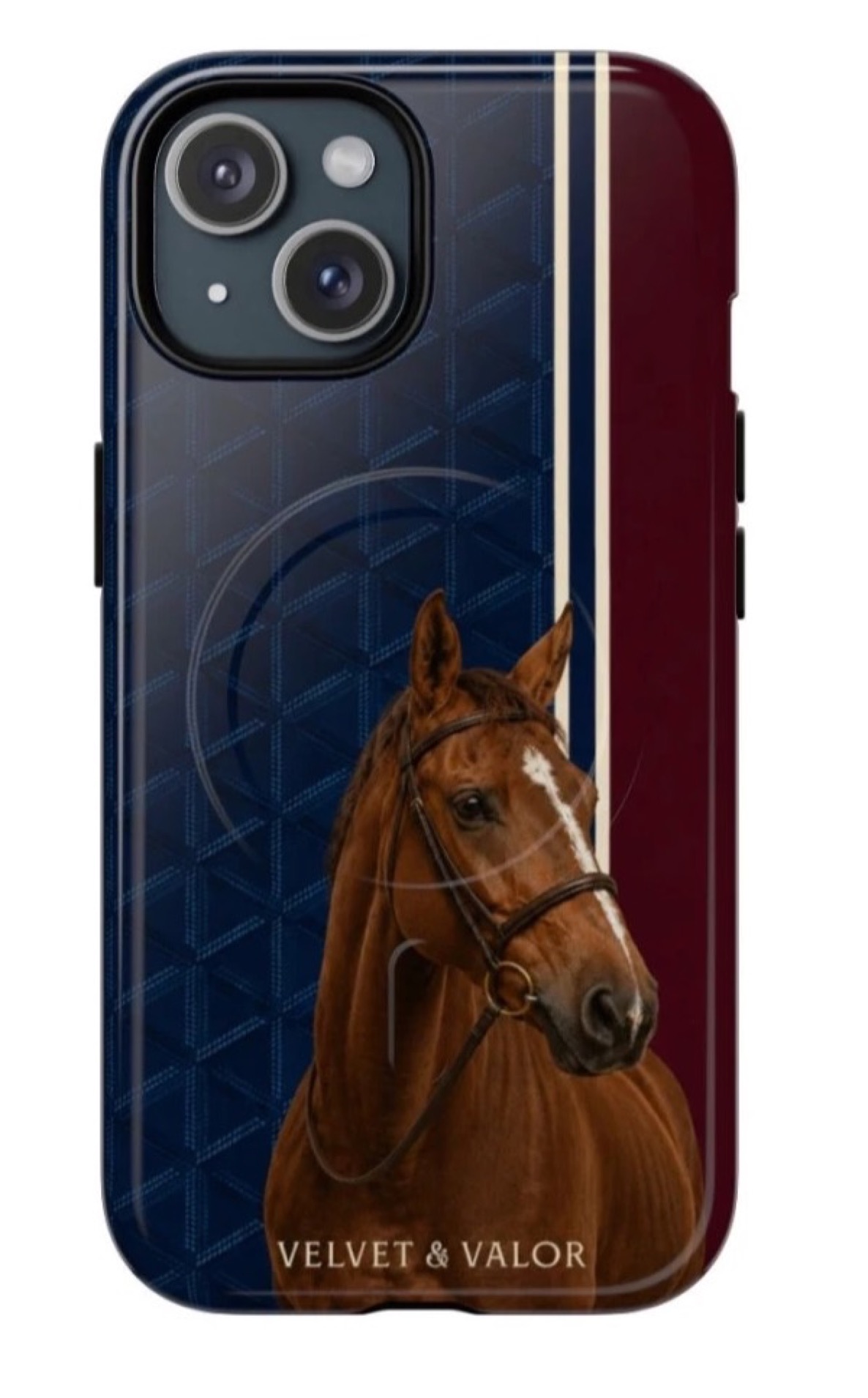 Noble Steed Navy & Burgundy horse iPhone case
