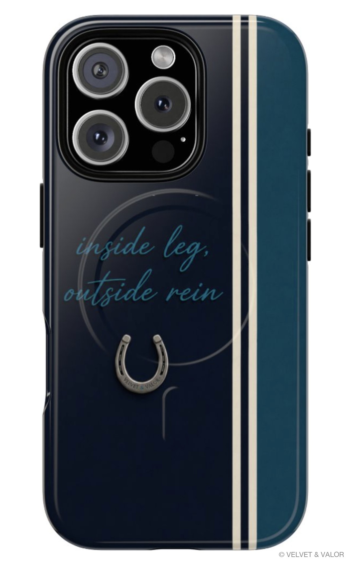 The Rider's Motto Navy & Teal horse iPhone case